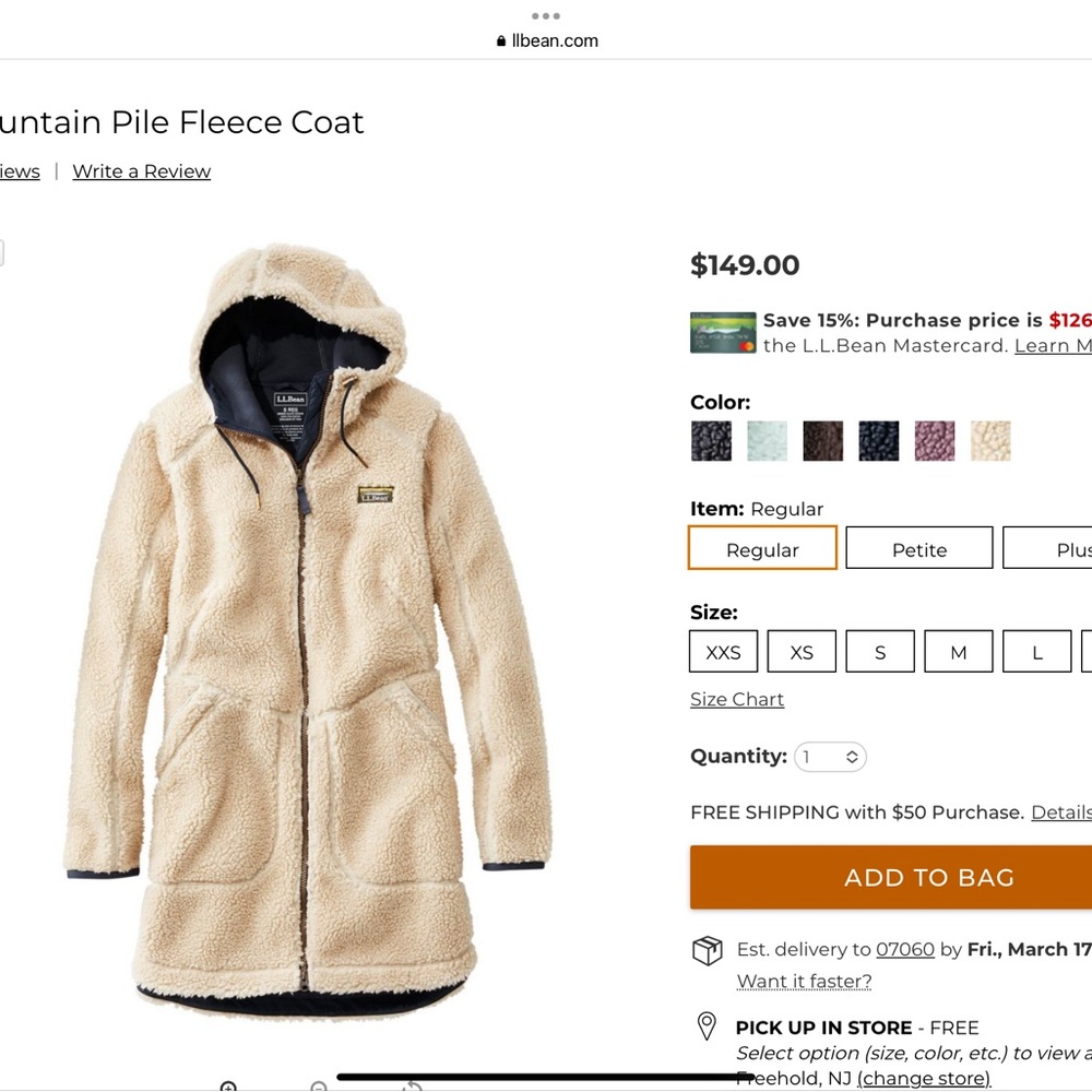 LL BEAN Mountain Pile Fleece jacket